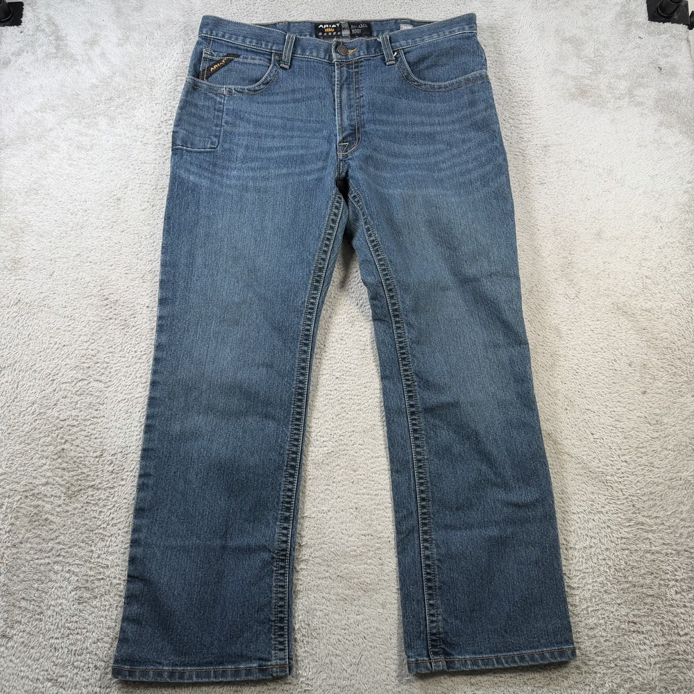 Ariat M4 Jeans Men 36x30 Blue Denim Relaxed Boot Cut Cowboy Rebar Workwear Rodeo